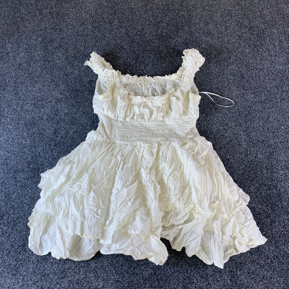 Urban Outfitters Romper Womens S White Swiss Dot Smocked Waist Off The Shoulder